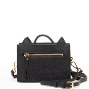 SUSU Leather Cat Bag Black Crossbody Purse Women's Handbag